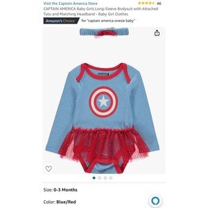 MARVEL Captain America Baby Girl Bodysuit with attached tutu and headband